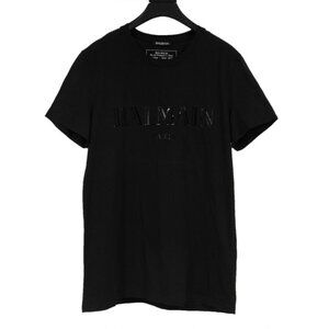 Balmain Men Logo T Shirt Size Medium  Black Short Sleeve Cotton